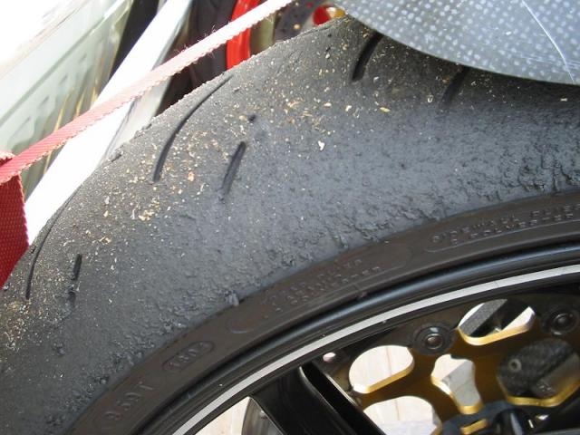 Front tyre after a quick lap of Tasmania